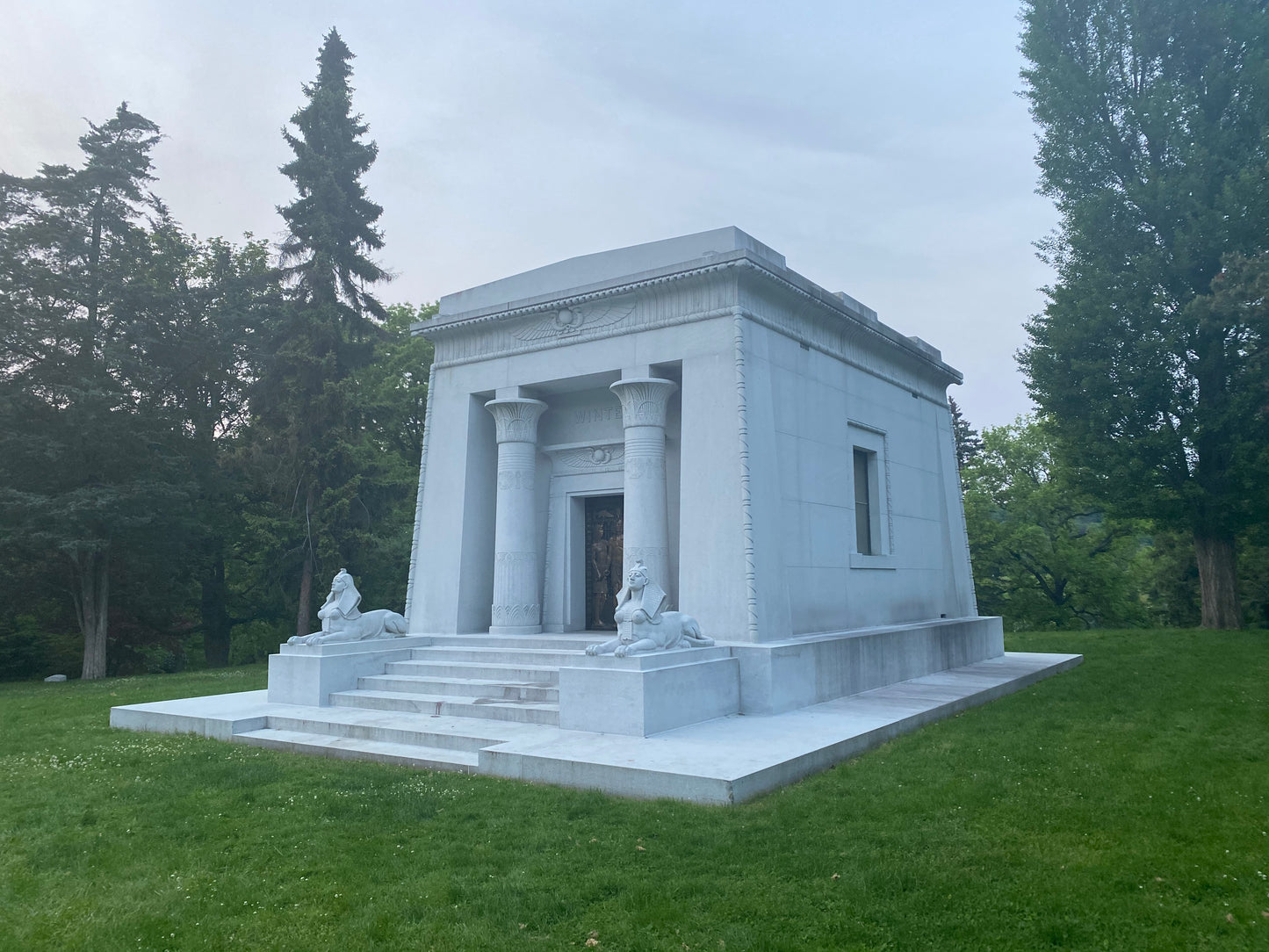Allegheny Cemetery Titty Sphinx Winter Mausoleum