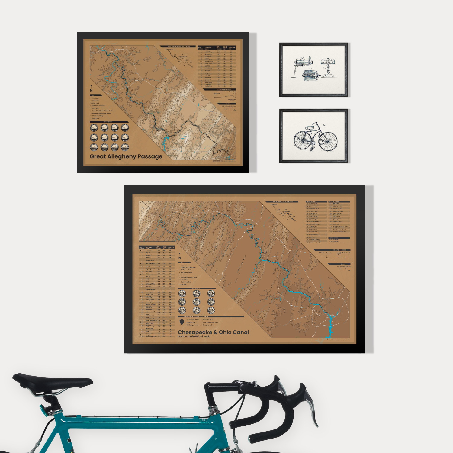 GAP Trail and C&O Canal Maps hanging