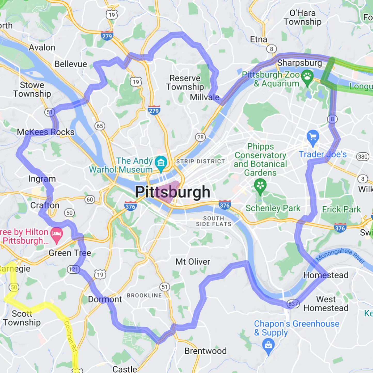 Map of Pittsburgh