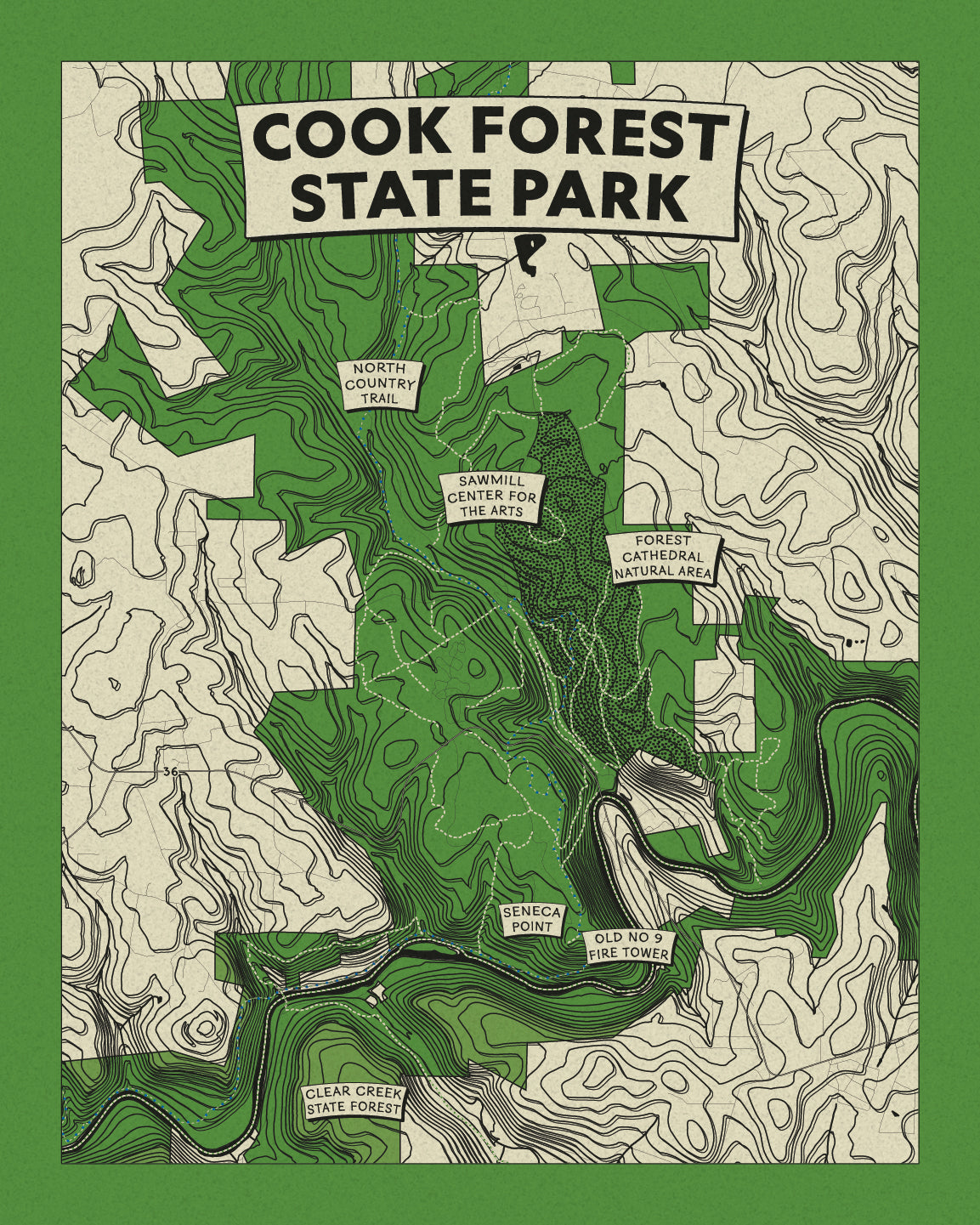 Cook Forest State Park Topographic Map Print