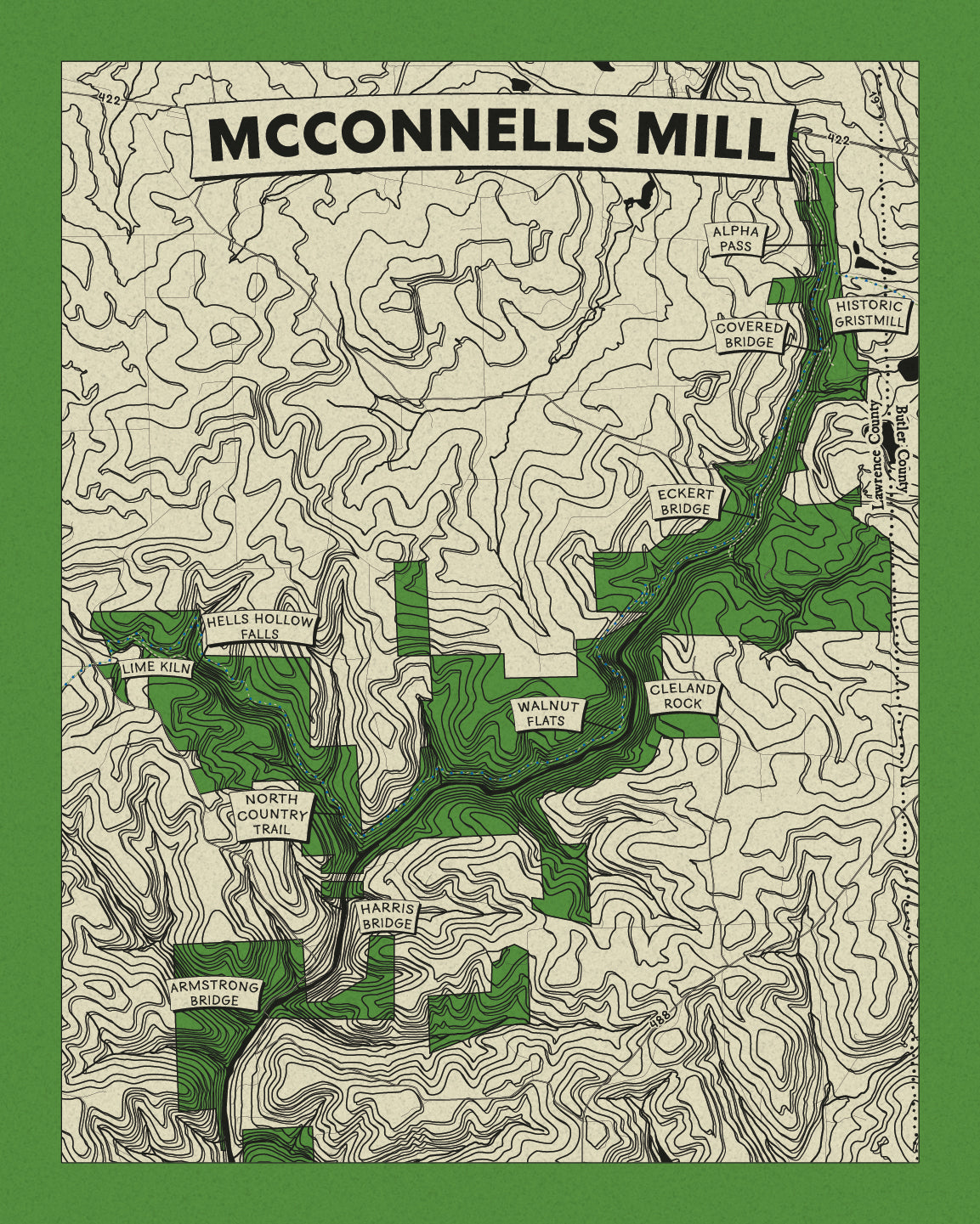 McConnells Mill Topographic Map Print