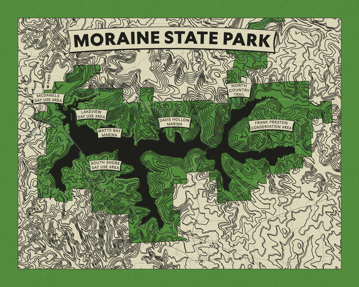 Moraine State Park Topographic Map Print