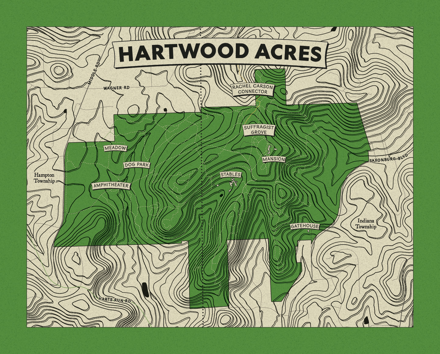 Hartwood Acres Topographic Map Print