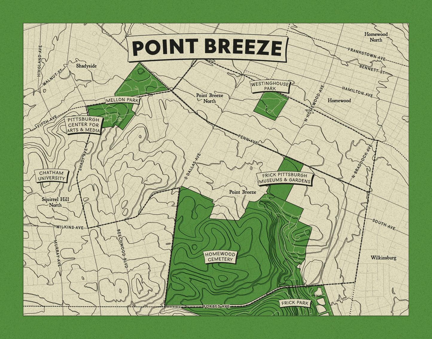 Point Breeze Neighborhood Topographic Map Print