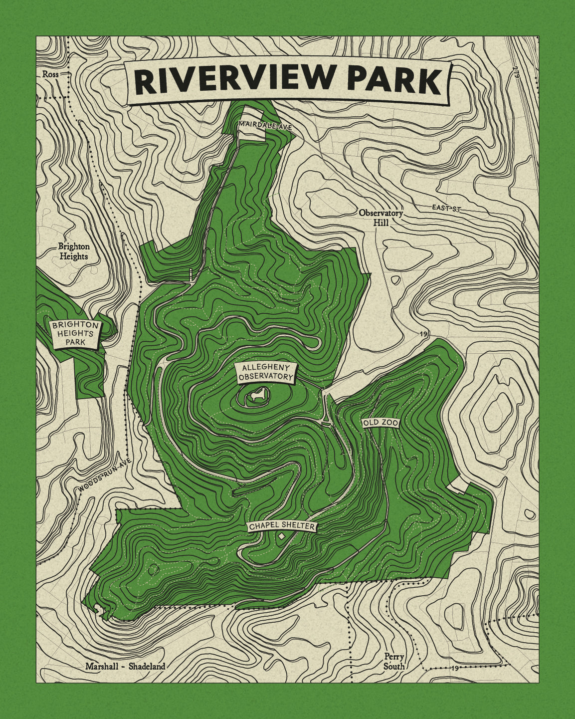 Riverview Park Topographic Map Print