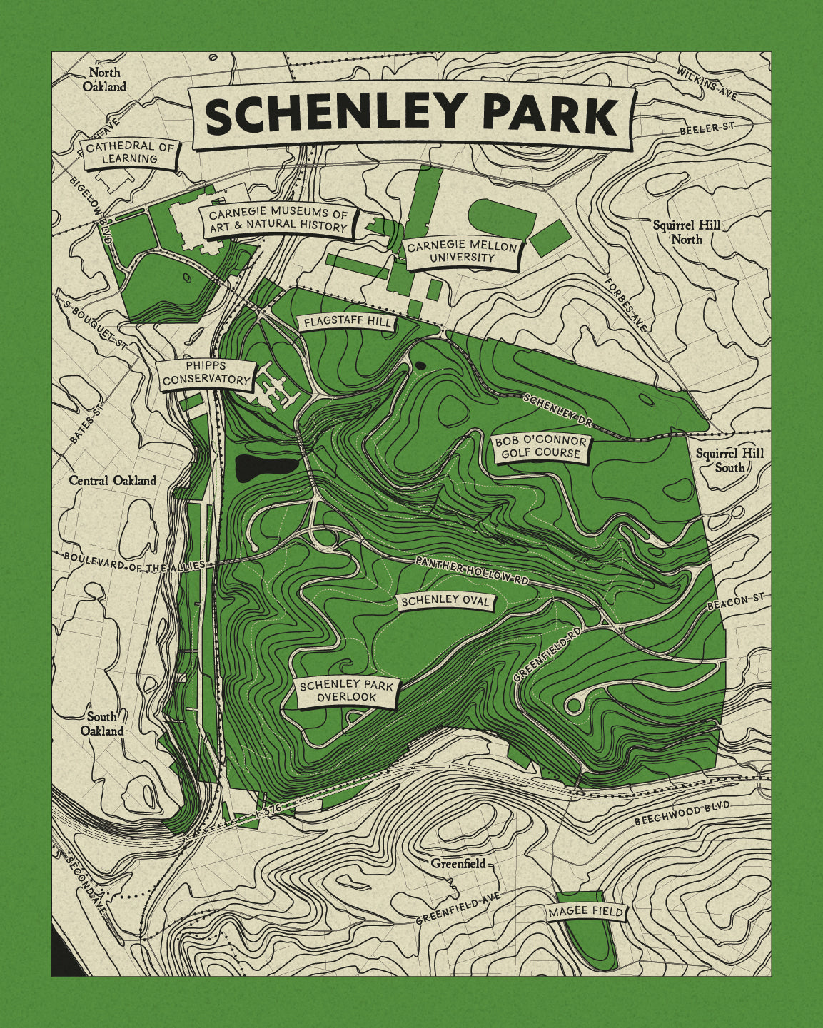 Schenley Park Topographic Map Print