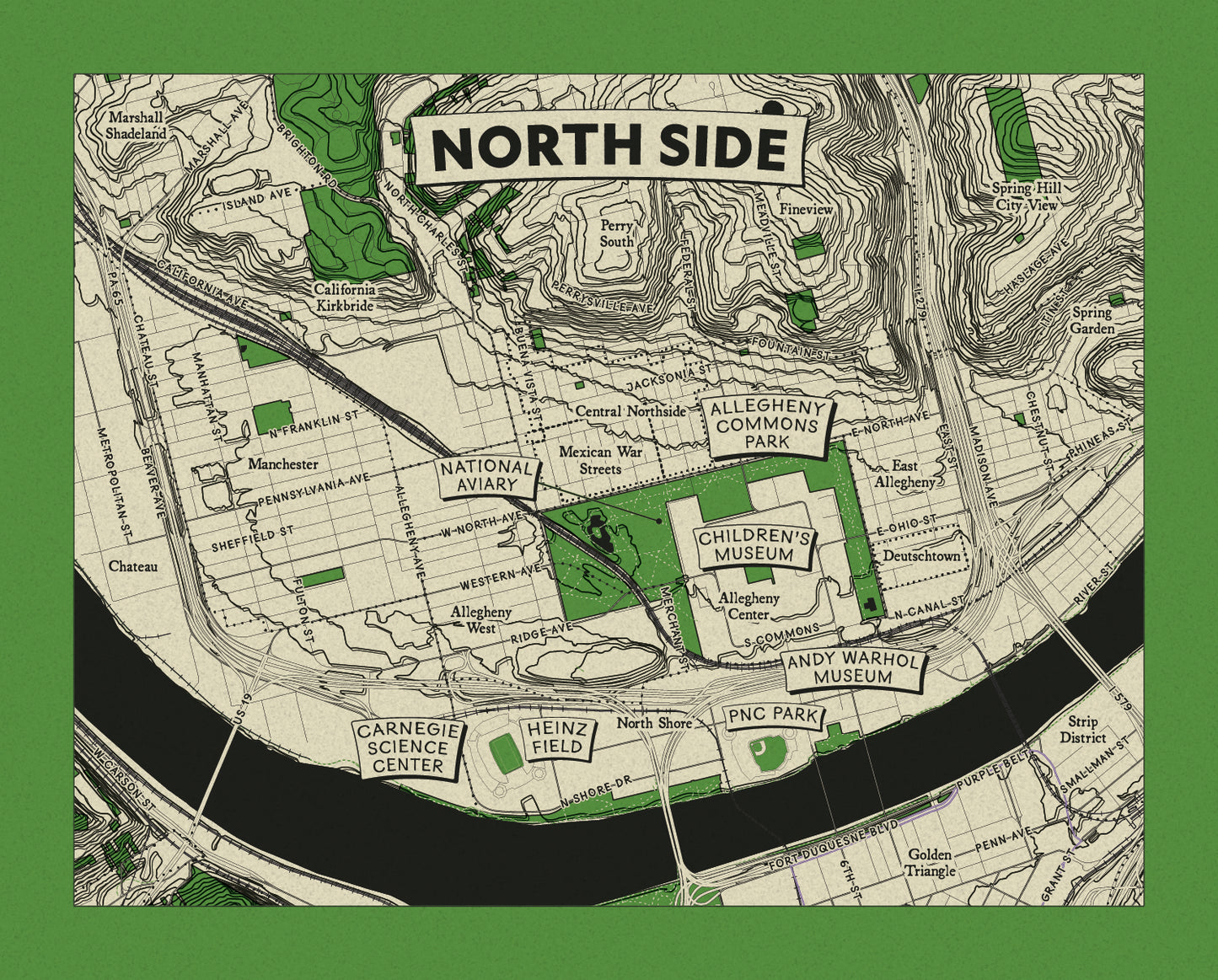 North Side Topographic Map Print