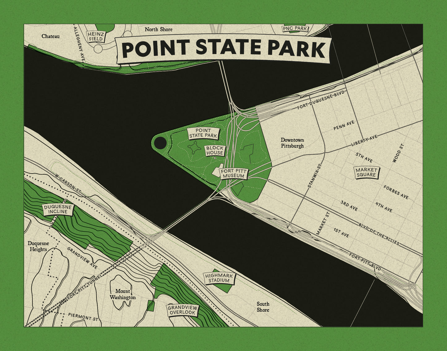 Point State Park Topographic Map Print