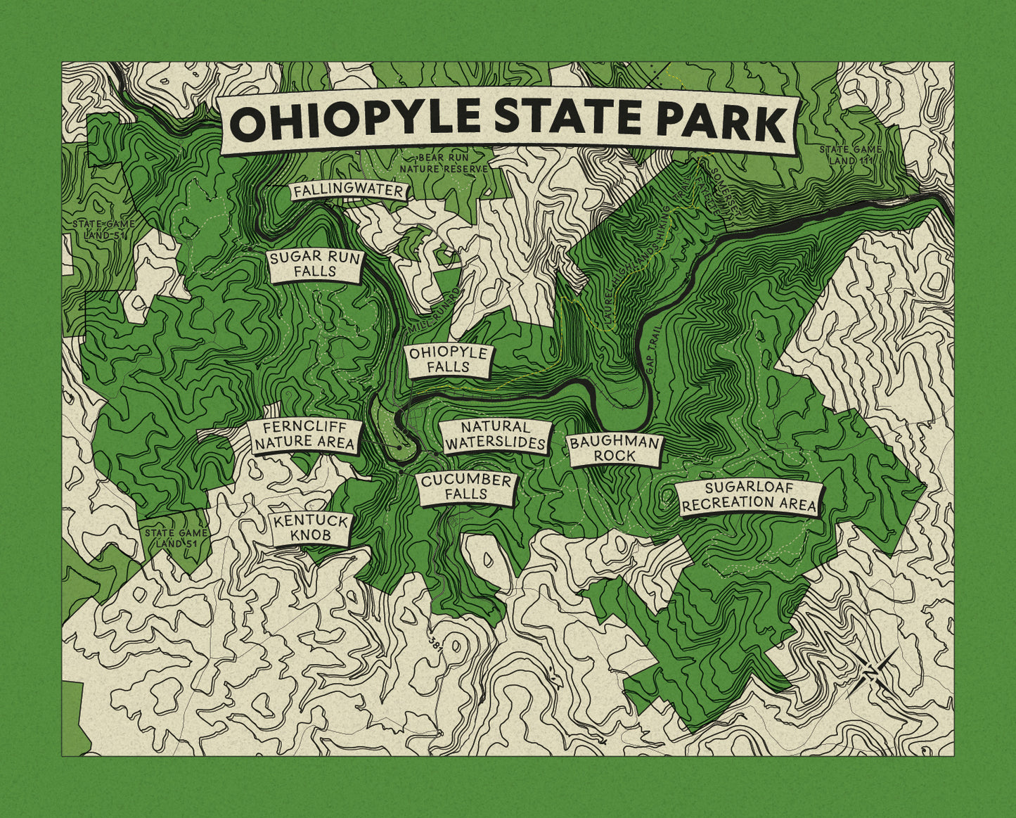 Ohiopyle State Park Topographic Map Print