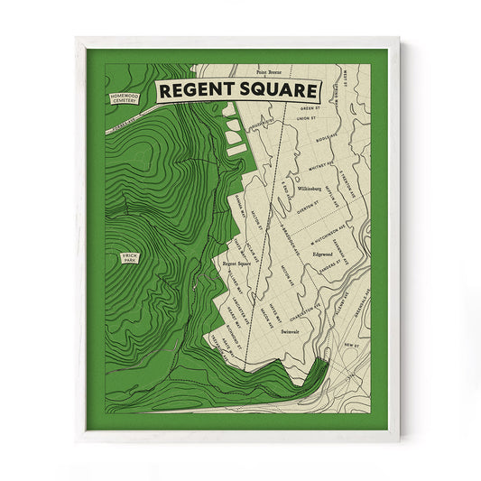 Regent Square Neighborhood Topographic Map Print