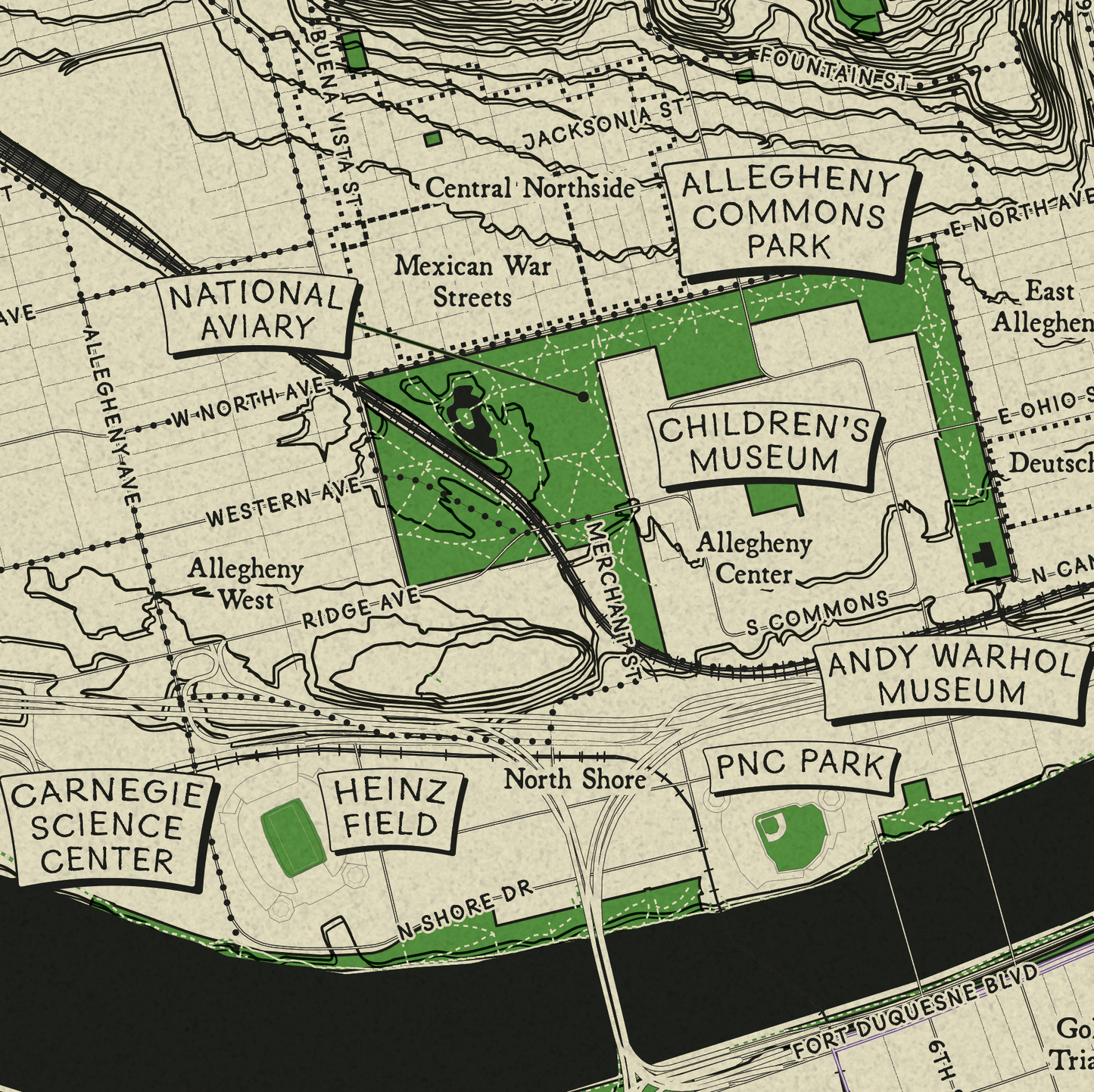 North Side Topographic Map Print