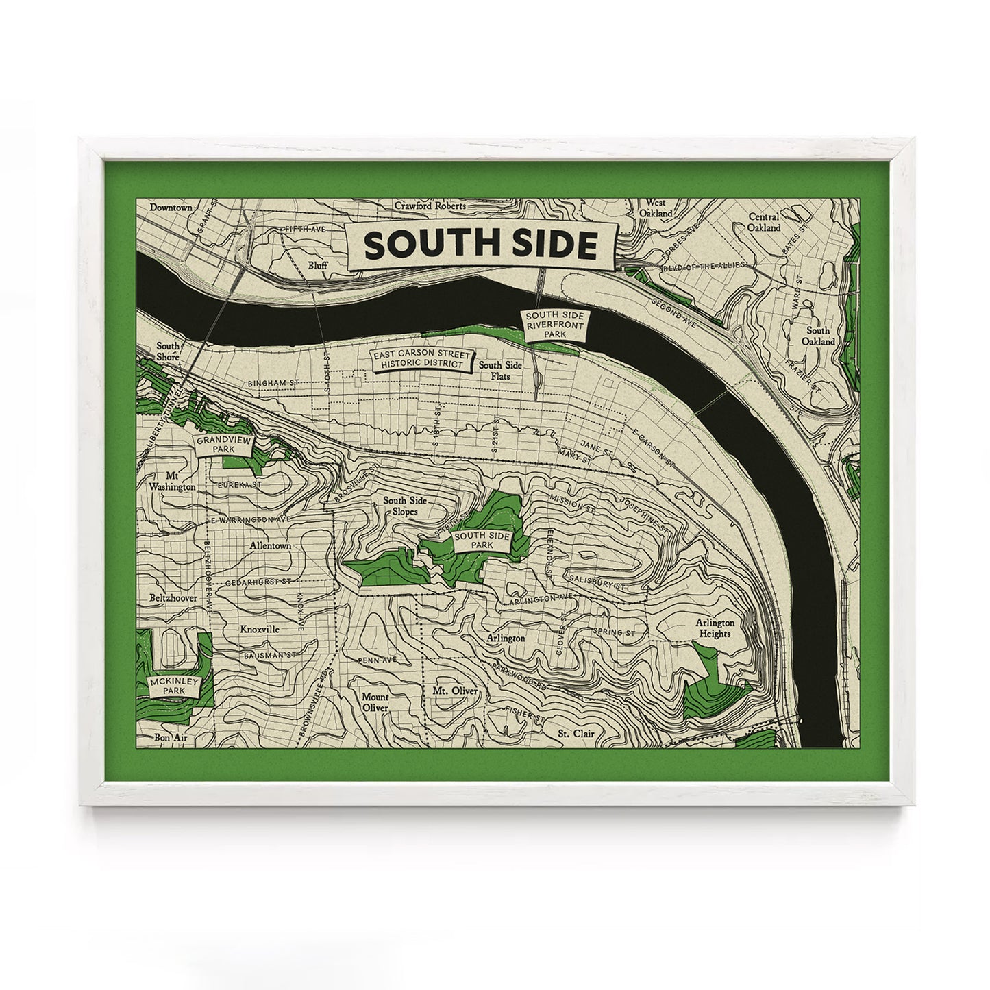 South Side Neighborhood Topographic Map Print