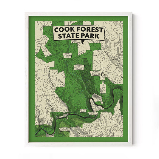 Cook Forest State Park Topographic Map Print