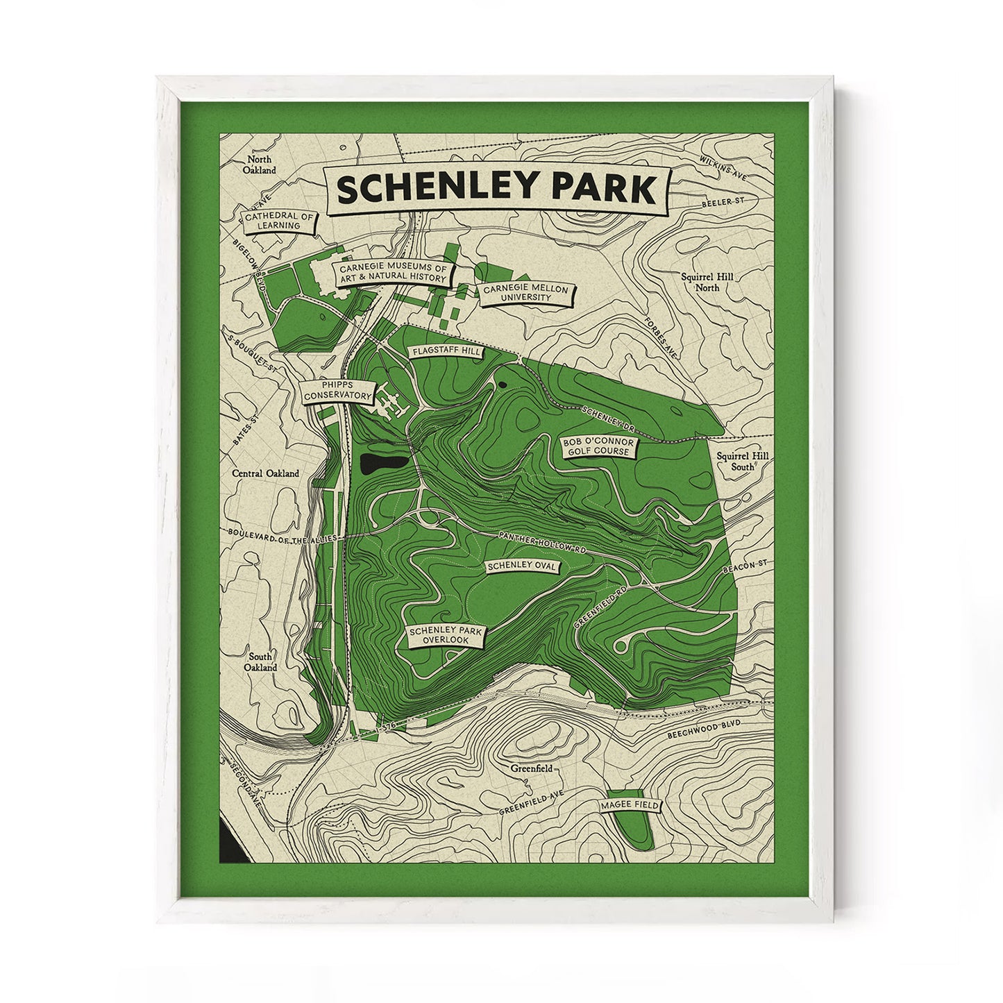 Schenley Park Topographic Map Poster