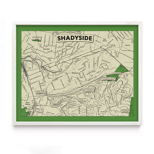 Shadyside Neighborhood Topographic Map Print