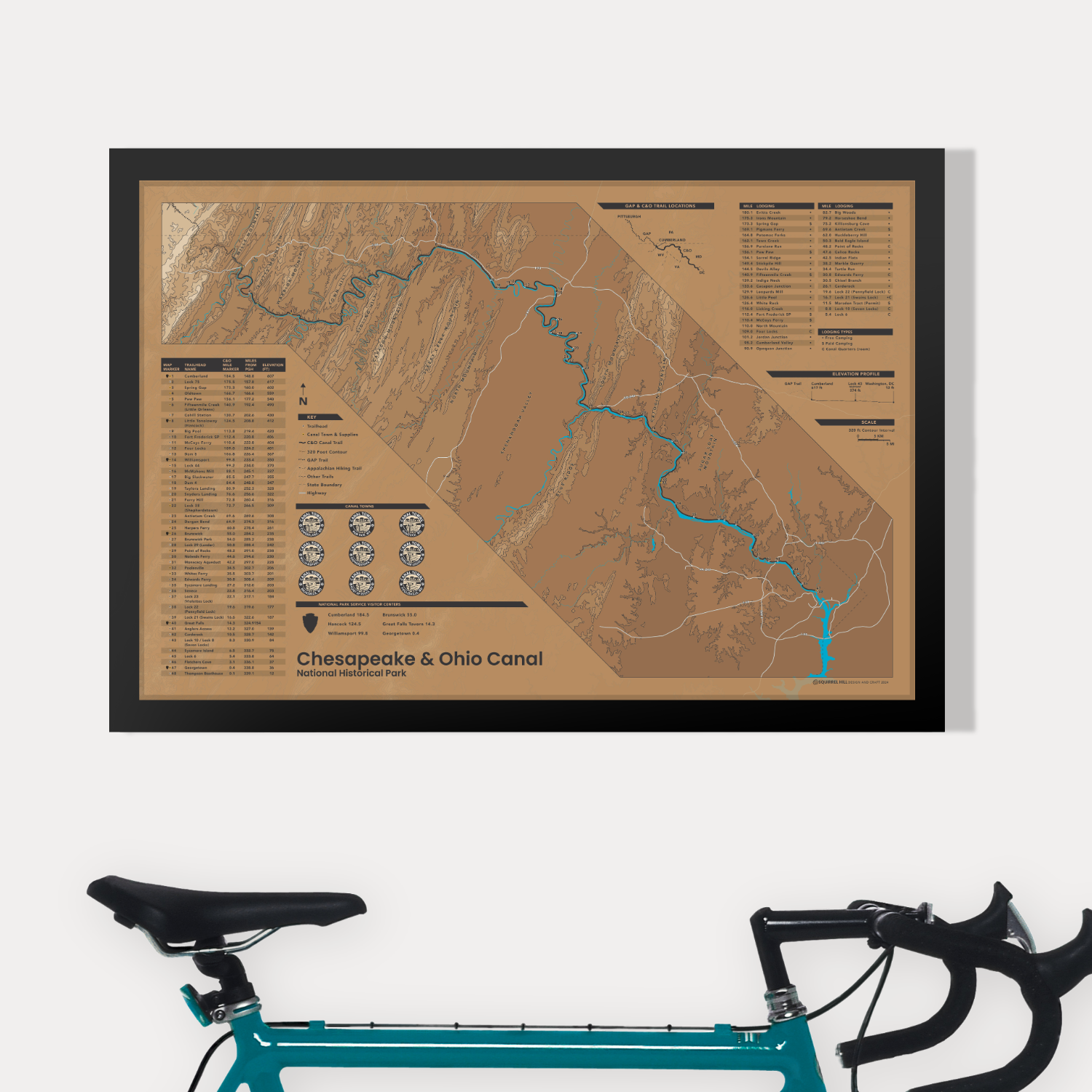 Push Pin C&O Canal Map | Squirrel Hill Design & Craft
