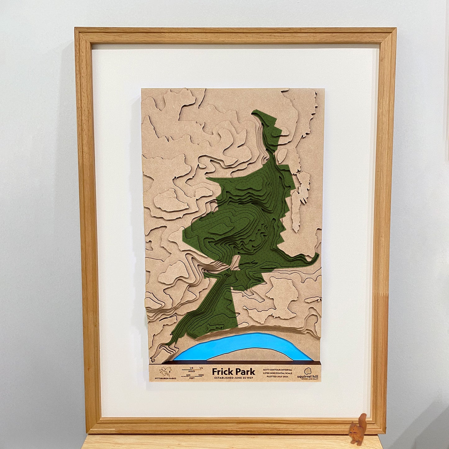 Hand Painted Frick Park Topographic Map