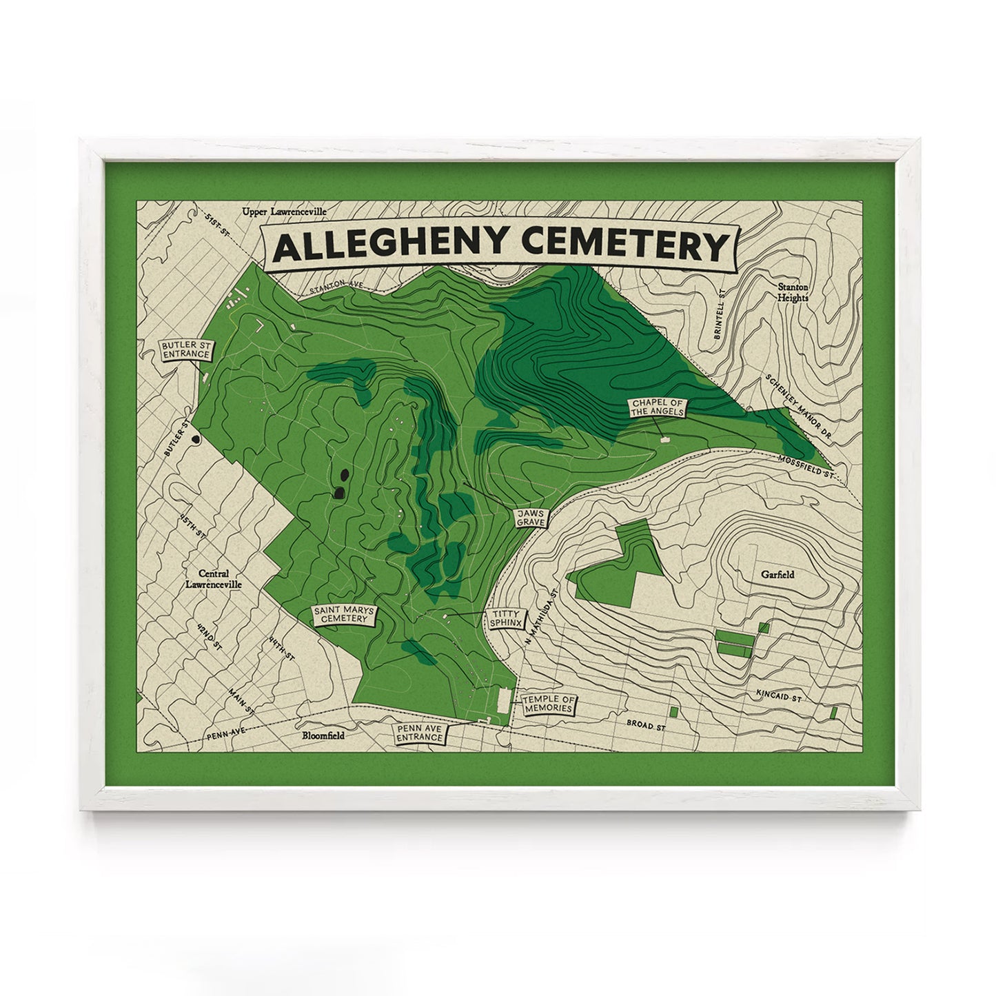 Allegheny Cemetery Topographic Map Print