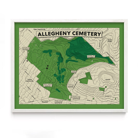Allegheny Cemetery Topographic Map Print