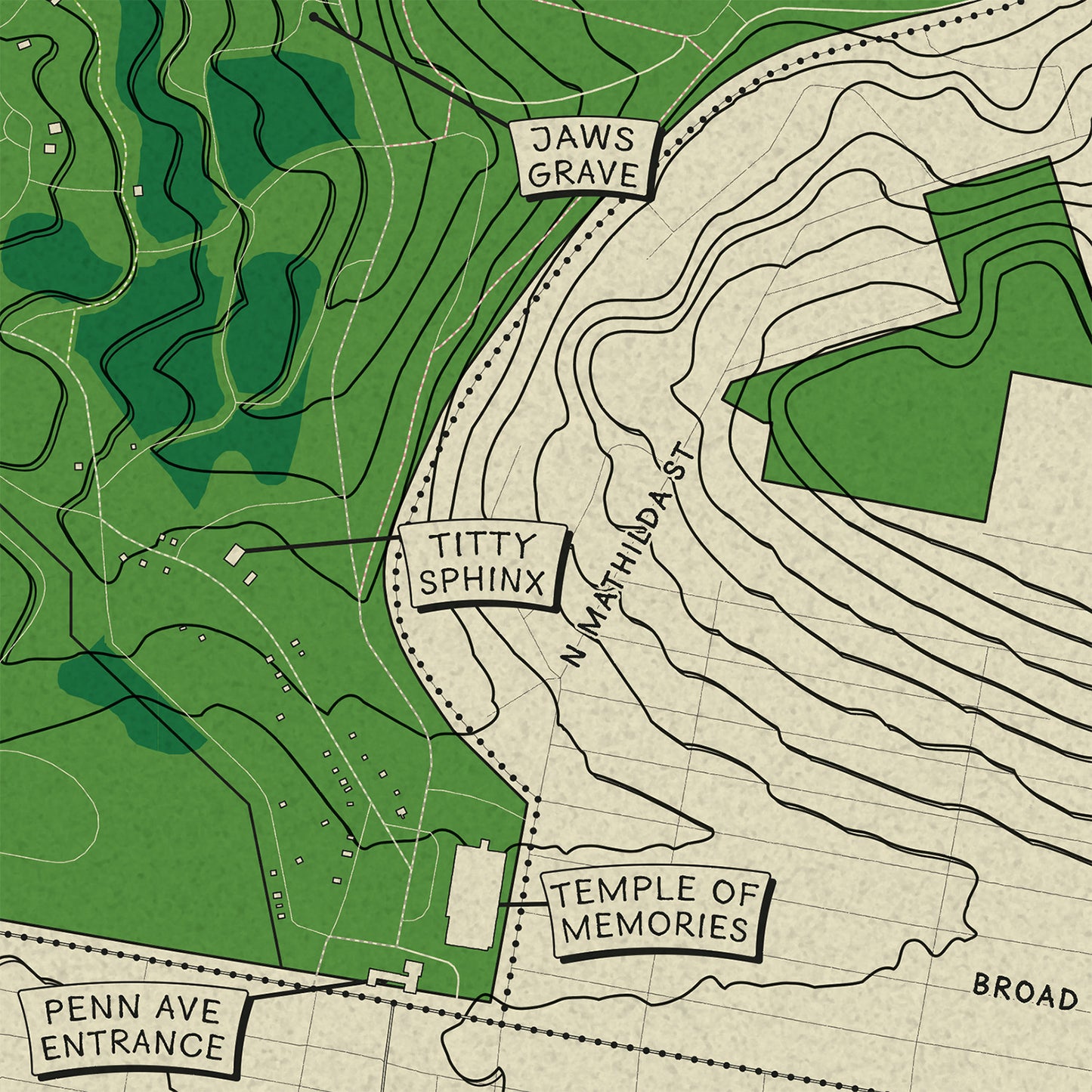Allegheny Cemetery Topographic Map Print