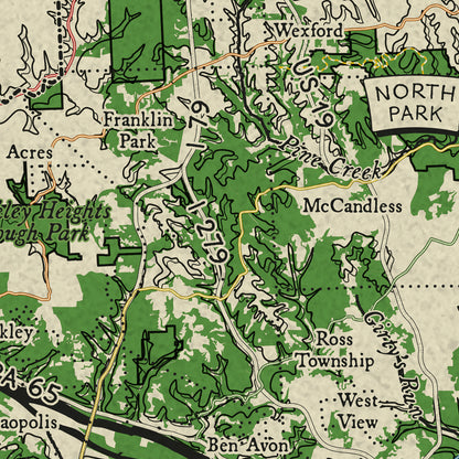 Allegheny County Topographic Map Print