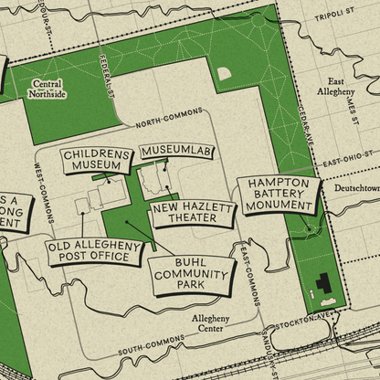 Allegheny Commons Park Topographic Map Print