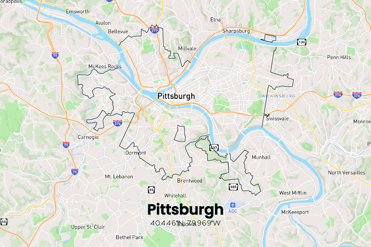 Pittsburgh Framed Mini Map