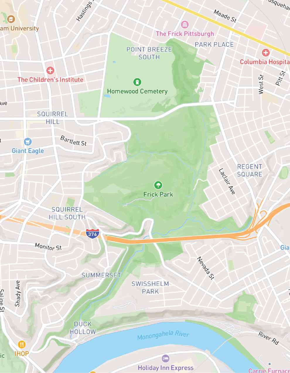 Frick Map Frick Park Wood Topographic Map with Felt
