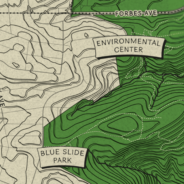 Frick Map Frick Park Topographic Map Print