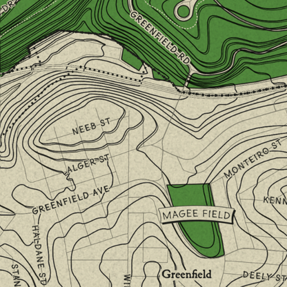 Greenfield Neighborhood Topographic Map Print