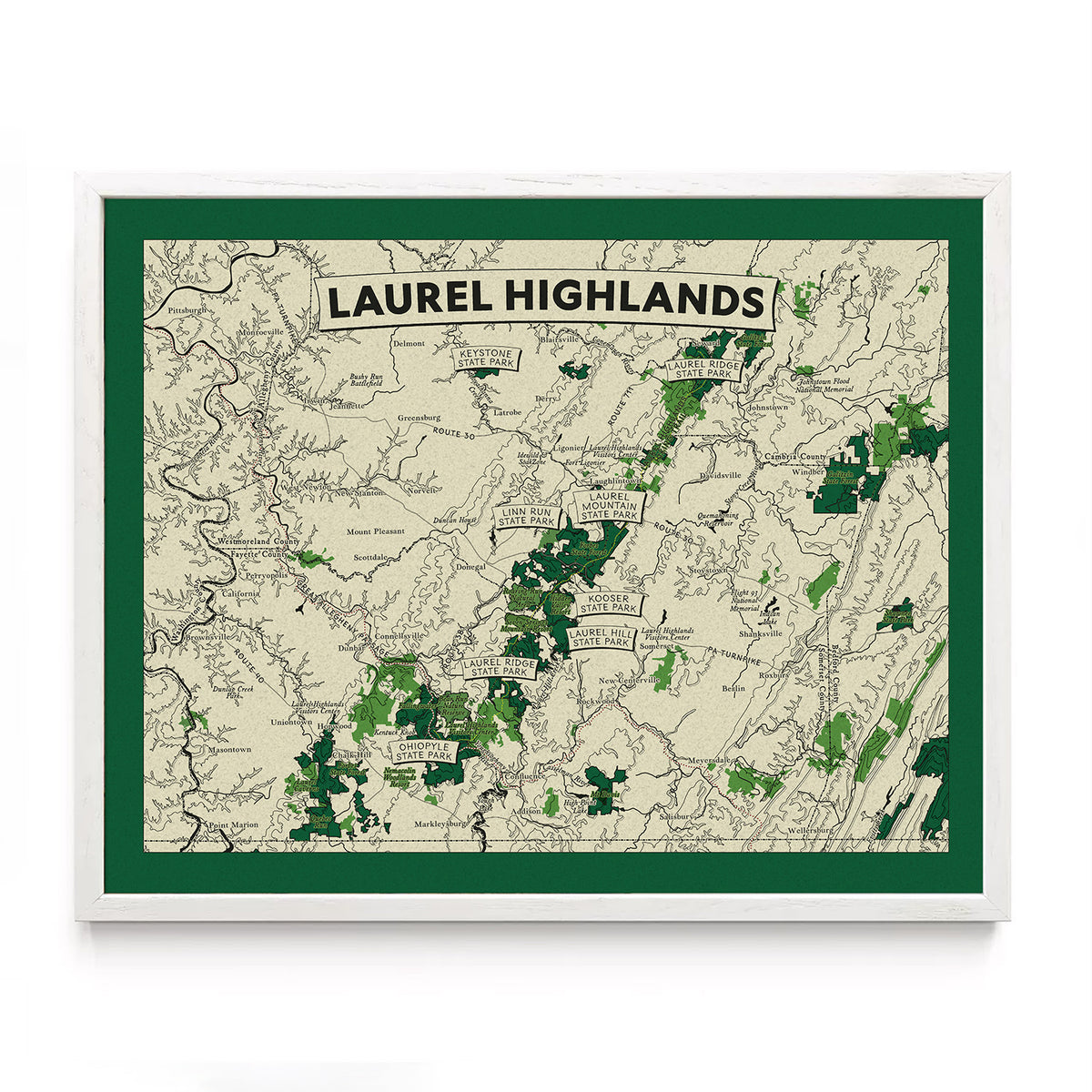 Laurel Highlands, PA Topographic Map Art Print
