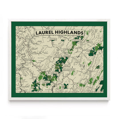 Laurel Highlands, PA Topographic Map Art Print