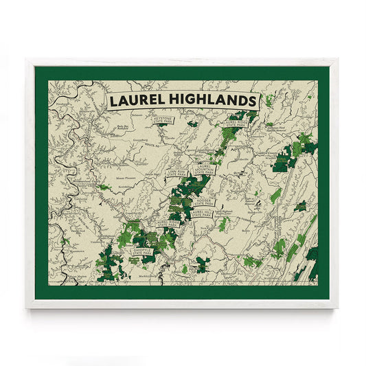 Laurel Highlands, PA Topographic Map Art Print