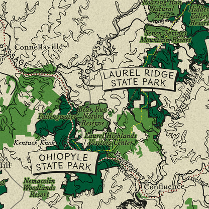 Laurel Highlands, PA Topographic Map Art Print