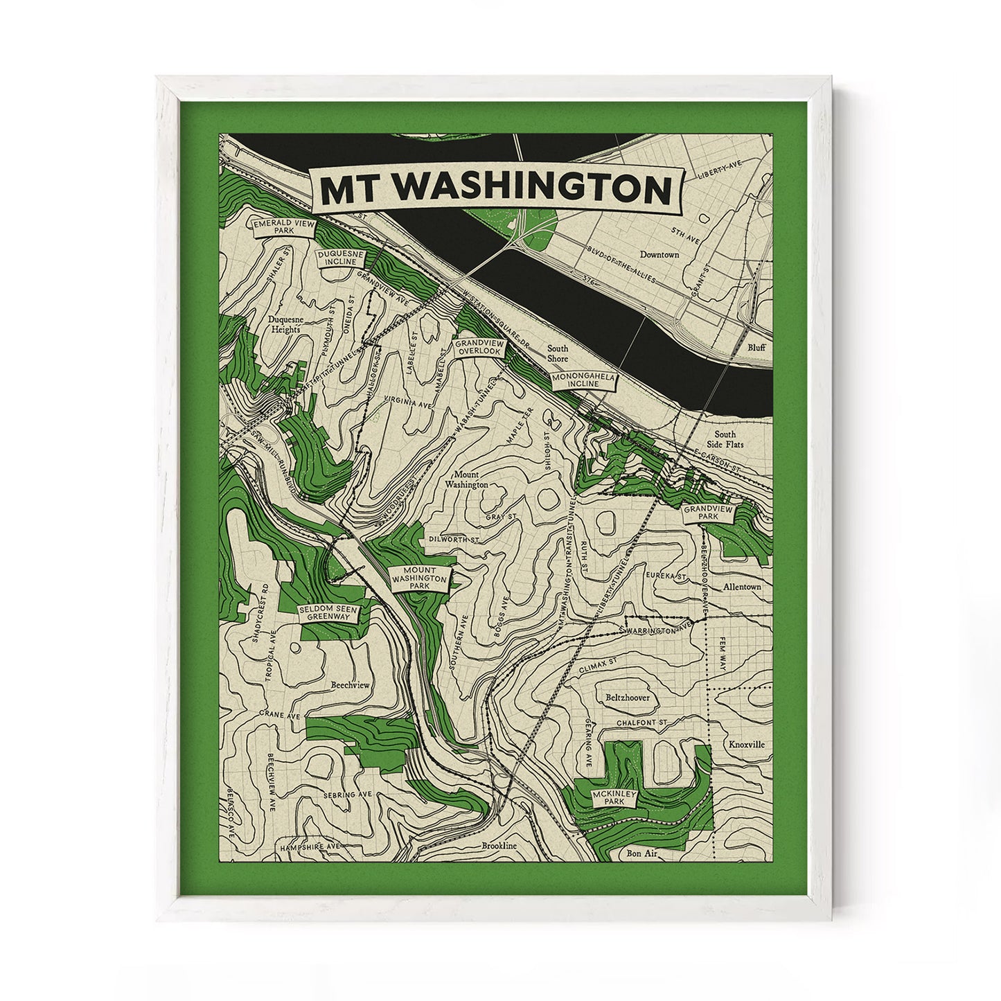 Mount Washington Neighborhood Topographic Map Print