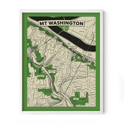 Mount Washington Neighborhood Topographic Map Print