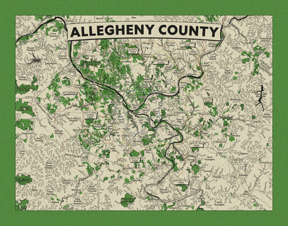 Allegheny County, PA Topographic Map Art Print