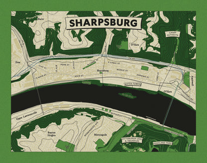 Sharpsburg, PA Topographic Map Art Print