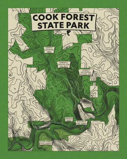 Cook Forest State Park Topographic Map Print