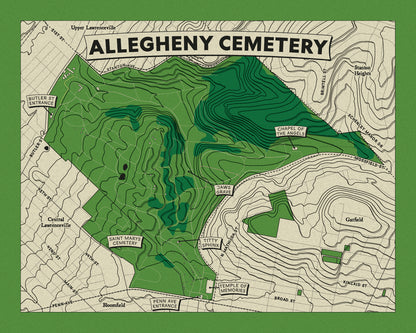 Allegheny Cemetery Topographic Map Print