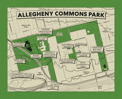 Allegheny Commons Park Topographic Map Print