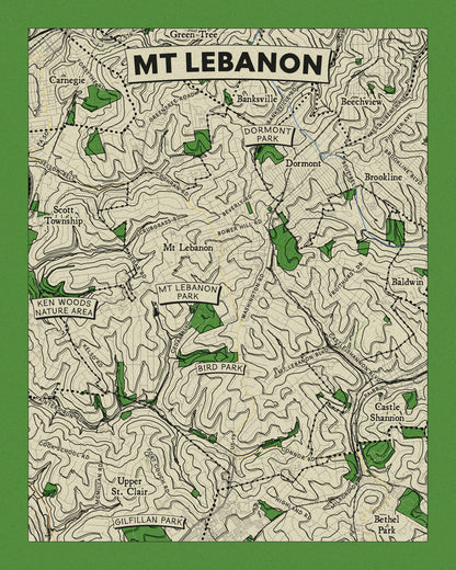 Mt Lebanon Township Topographic Map Print