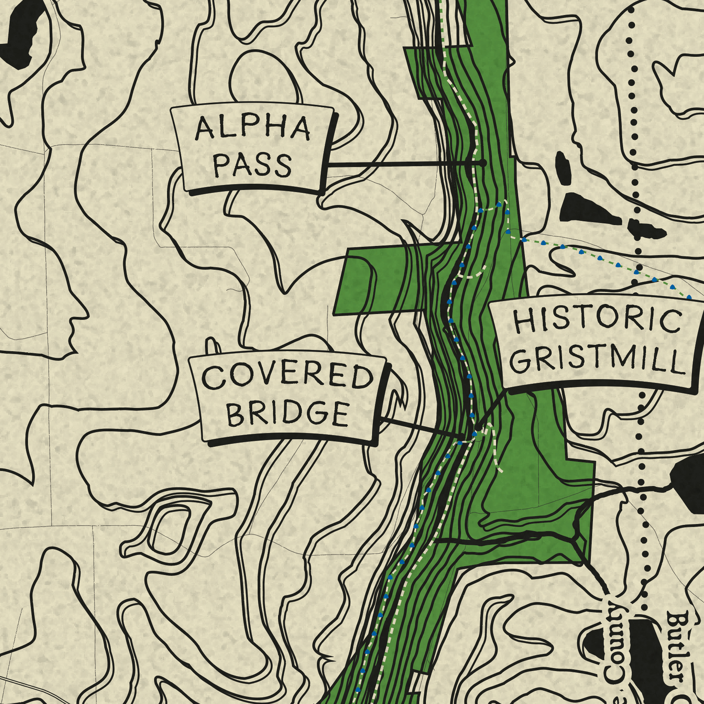 McConnells Mill, PA State Park Topographic Map Art Print
