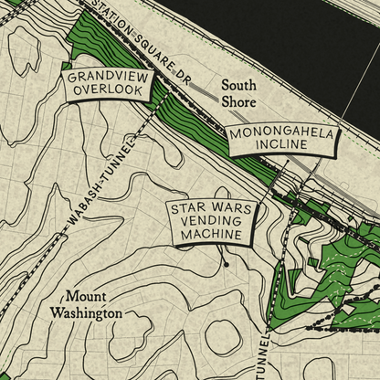 Mount Washington, Pittsburgh Topographic Map Art Print