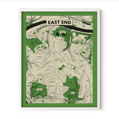 East End, Pittsburgh Topographic Map Art Print