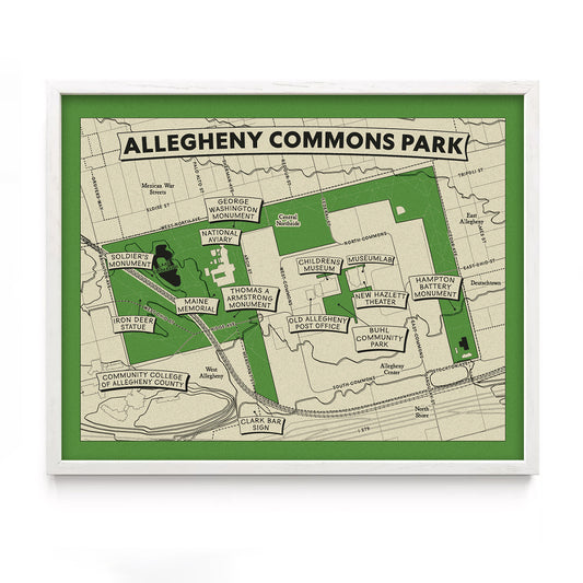 Allegheny Commons Park Topographic Map Print