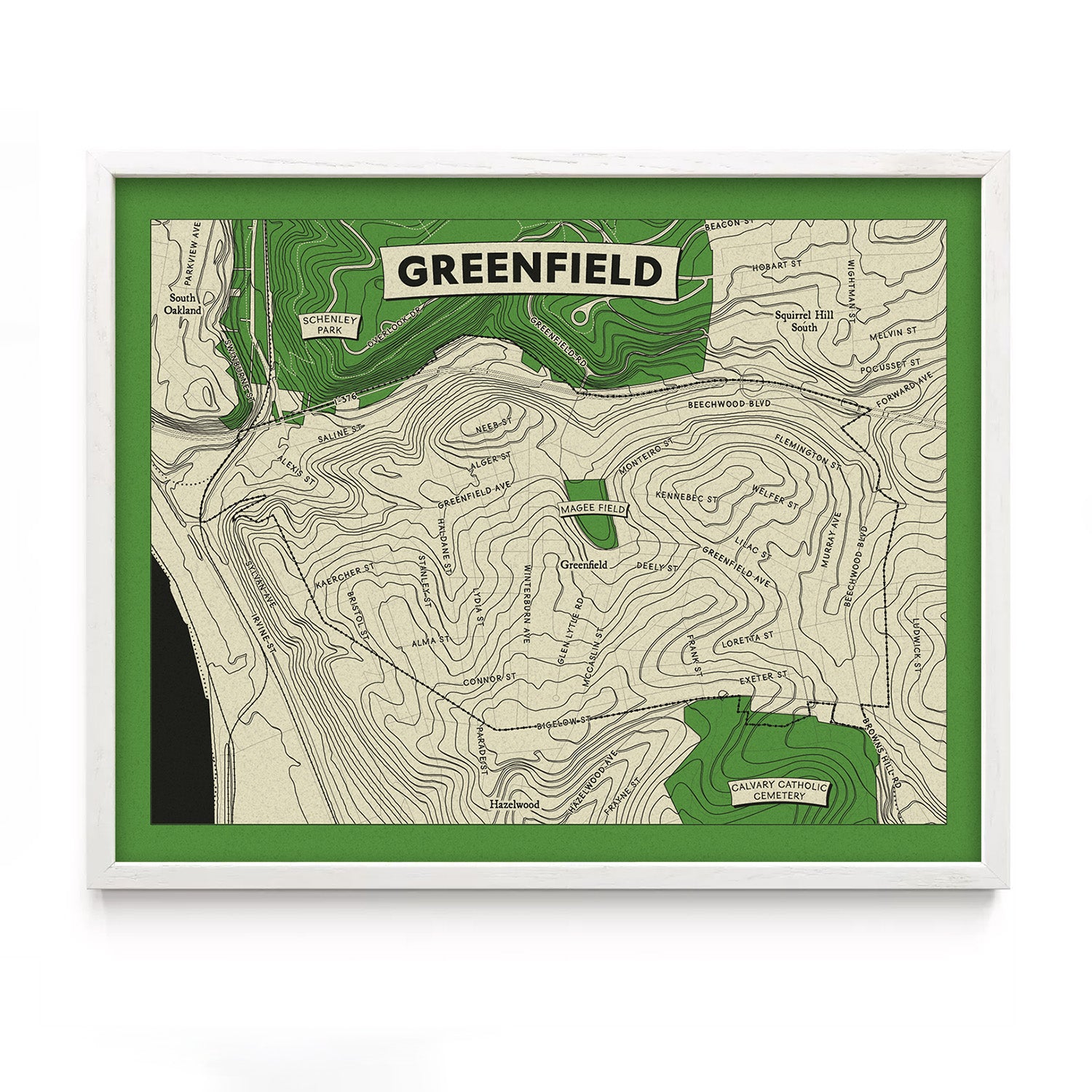 Greenfield Process Mapping Greenfield Neighborhood Topographic Map Print