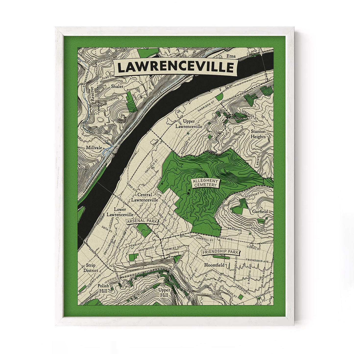 Lawrenceville Neighborhood Topographic Map Print
