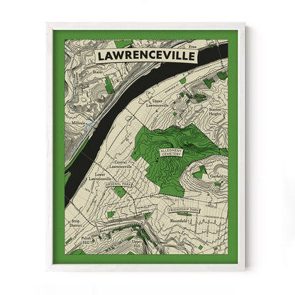 Lawrenceville Neighborhood Topographic Map Print