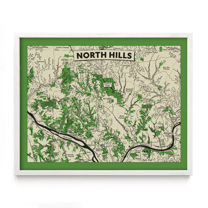 North Hills, Pittsburgh Topographic Map Art Print